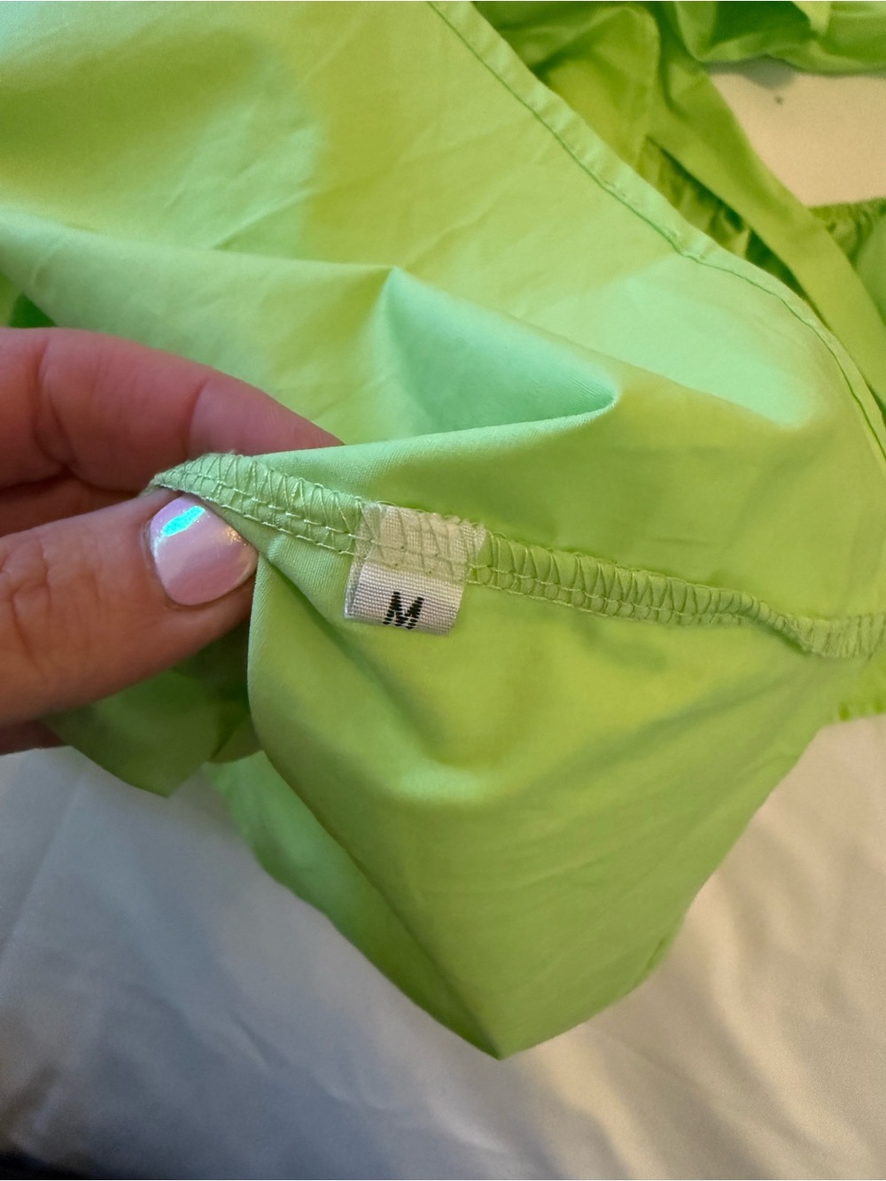 Neon Lime Ruffle V-Neck Mini Dress - Picture 3 of 6